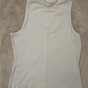 a.n.a White Ribbed Sleeveless Tank Top